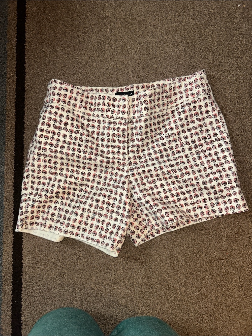 Willi smith High-Waist Floral Textured Shorts in White and Pink